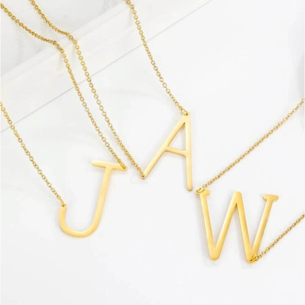 Stainless Steel Gold Lettered Necklace